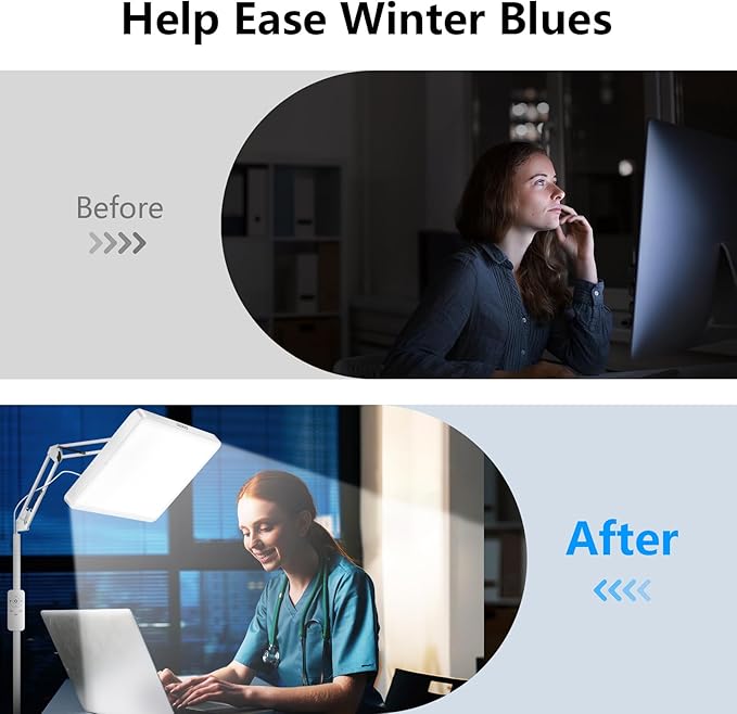 SUXIO Light Therapy Lamps - 12000 LUX Therapy Light, Happy Lamp with Remote, Lights Box Therapy with 3 Timer & 4 Brightness, LED UV-Free Daylights Lamp Perfect for Home, Office