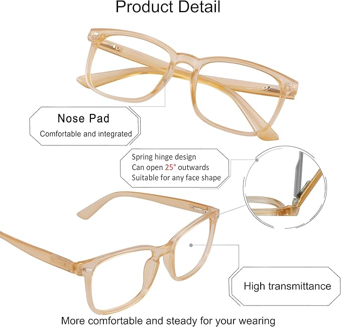 YEIN Bifocal Reading Glasses with Blue Light Blocking Lenses, Bifocal Reader for Women and Men, Vintage Square frame with Spring Hinge (+0.50/+2.75 magnification)