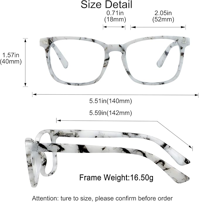 YEIN Bifocal Reading Glasses with Blue Light Blocking Lenses, Bifocal Reader for Women and Men, Vintage Square frame with Spring Hinge (+0.00/+1.25 magnification)