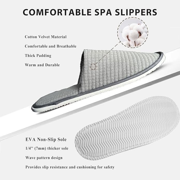 Anmerl 10 Pairs Spa Slippers for Women and Men, Universal Bulk Disposable Hotel Slippers, Non-Slip Washable Breathable Soft Comfortable House Slippers for Guest Wedding Party Travel