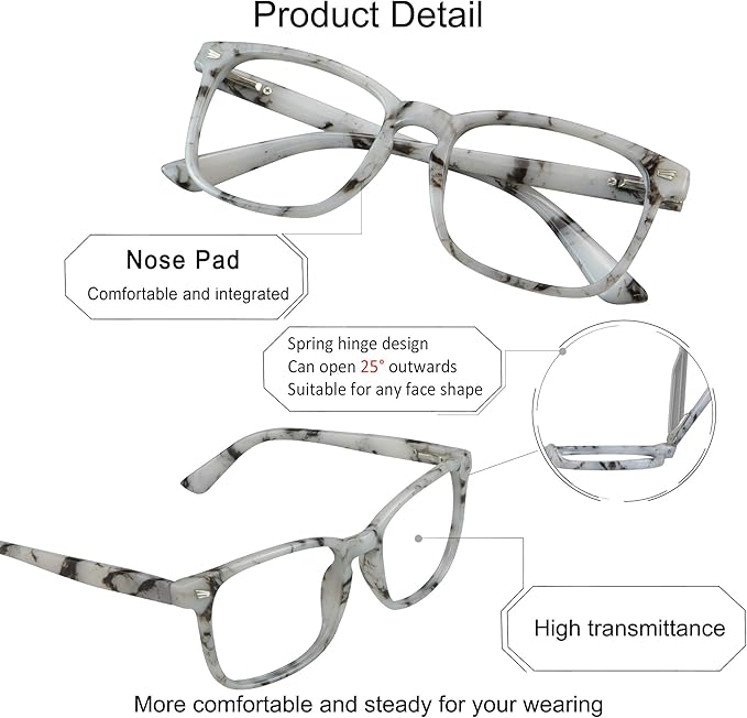 YEIN Bifocal Reading Glasses with Blue Light Blocking Lenses, Bifocal Reader for Women and Men, Vintage Square frame with Spring Hinge (+0.00/+1.50 magnification)