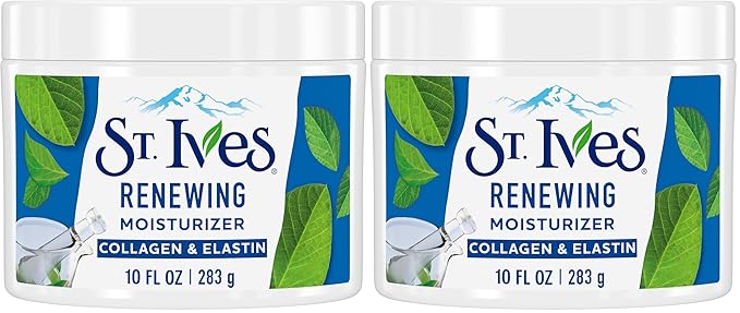 St. Ives Face Moisturizer Cream, Collagen and Elastin, Renewing Facial Moisturizer for Women, Paraben Free, Dermatologist Tested Daily Moisturizing for Dry Skin Cruelty Free, 10 oz (Pack of 2)
