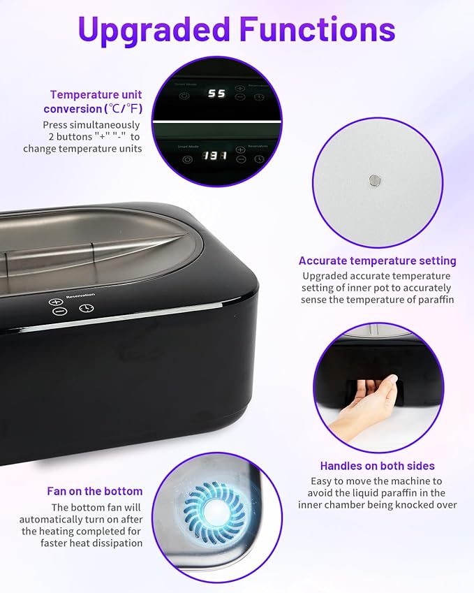 Upgraded Paraffin Wax Machine for Hand and Feet 4000ML, Teglu Paraffin Bath Moisturizing Kit with 3X 450g Paraffin Wax Refill for Hand and Foot Spa at Home, Paraffin Wax Warmer Black