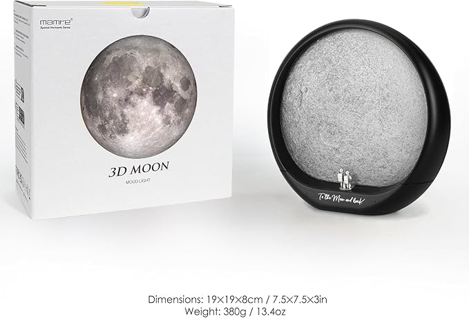 mamre Astronaut Couple Lunar Lamp Moon Light 3D Moon Rechargeable Night Light Gift Home Decor Lighting for Anniversary Birthday Valentine's Day Christmas