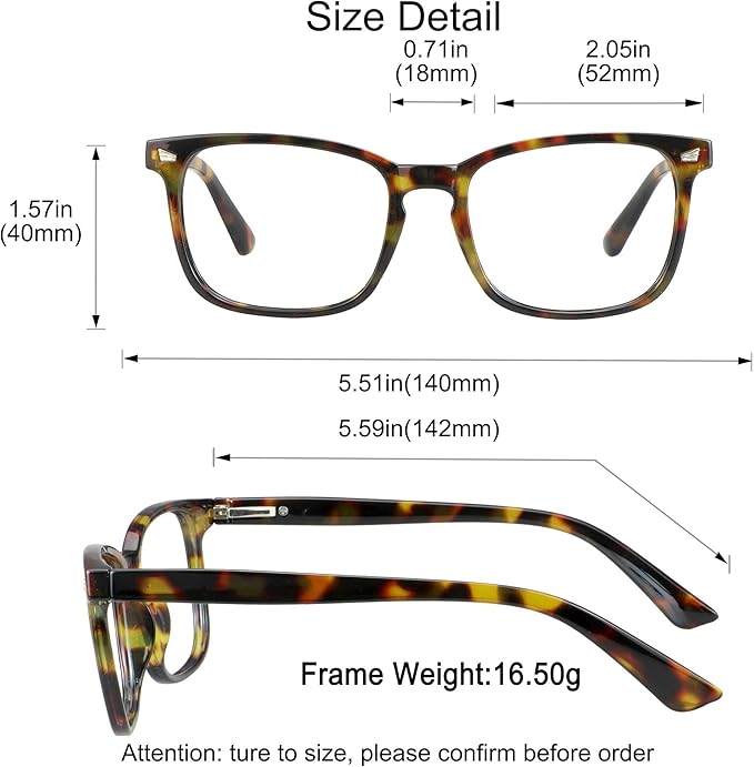 YEIN Bifocal Reading Glasses with Blue Light Blocking Lenses, Bifocal Reader for Women and Men, Vintage Square frame with Spring Hinge (+0.75/+3.50 magnification)