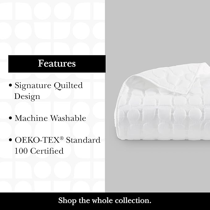 kate spade new york Noel King Quilt Bedding Set, 200 Thread Count and 100% Cotton Cover, All Season 3 Piece Reversible Bedding Set, Machine Washable, Marshmallow