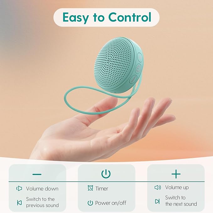 Babelio Sound Machine for Sleep Macaron Portable Sound Machine for Kids Adults, 17 Soothing Sounds, Travel, Timer Cyan