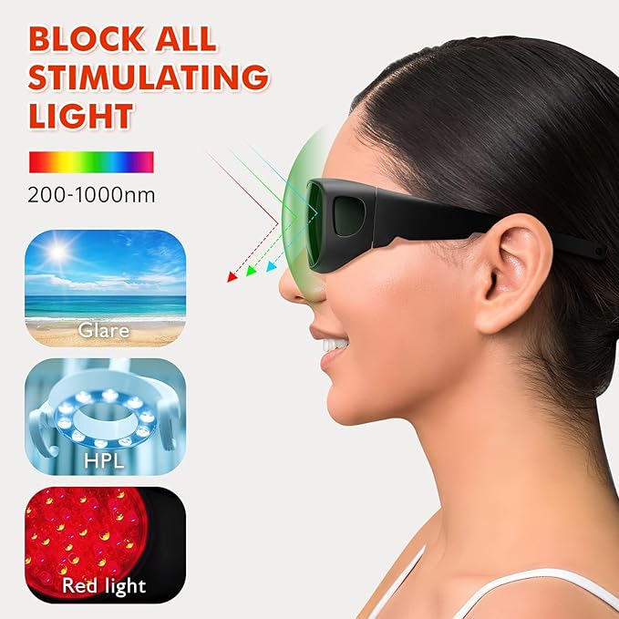 Viconor Laser Safety Glasses, Eye Protection for Red Light Therapy 200-1000nm Wavelength, Tanning Goggles Effective Filtering IPL, UV, LED Rays for Tanning Bed Laser Hair Remova