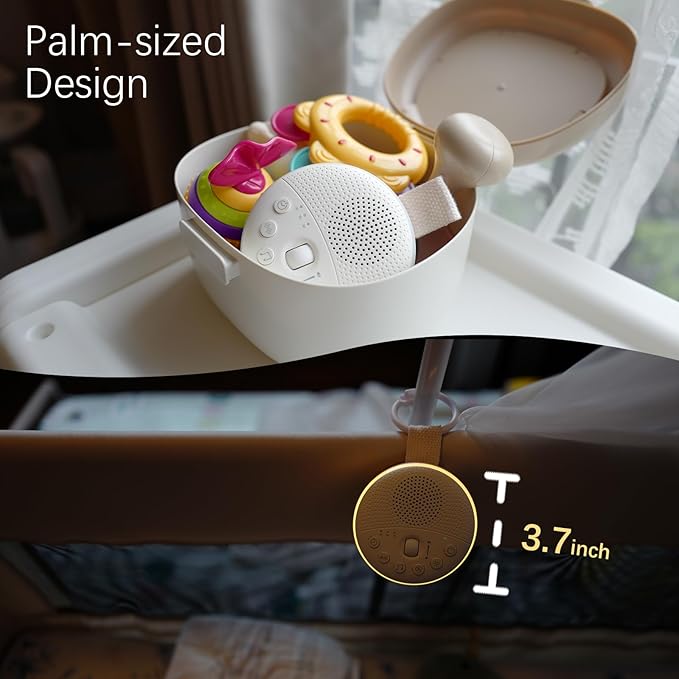 White Noise Machine - Portable Sound Machine for Baby and Adult, with 21 Quality Non-looping Sleep Sounds, Night Light, Rechargeable Battery, for Travel, Home, Sound Therapy, Registry Gift