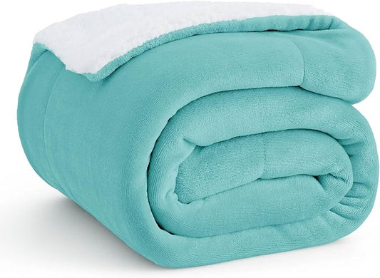 Bedsure Sherpa Fleece Throw Blanket for Couch - Thick and Warm, Soft Fuzzy Plush Throw Blanket for Winter, Light Teal, 50x60 Inches