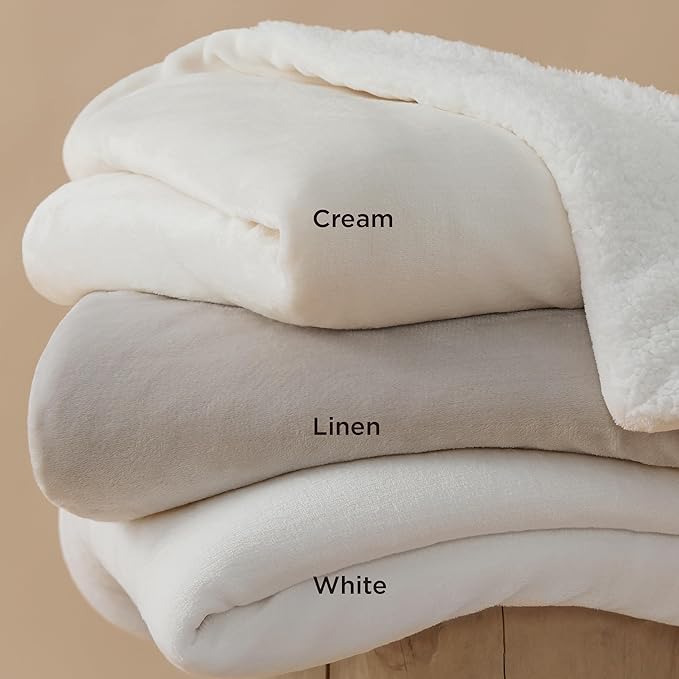 Bedsure Sherpa Fleece Blankets King Size for Bed - Thick and Warm, Soft Fuzzy Plush King Blanket for Winter, White, 108x90 Inches