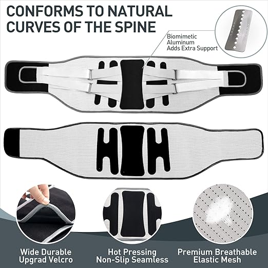 Back Brace with 8 support belts for Lower Back Pain Relief, Back Support Belt for Women & Men, Lower Back Support with Large Area Aluminum Support, Lower Back Brace for Herniated Disc, Sciatica