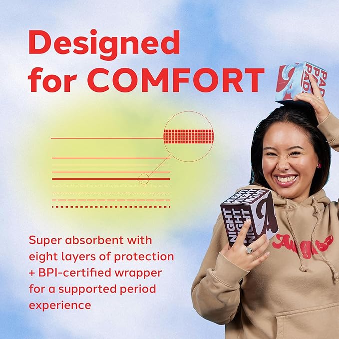 August Organic Cover Menstrual Pads for Women and Anyone Who Menstruates, Super Absorbency, 4 Organic Cotton Super Pads with Wings, Compostable Wrappers, Fragrance Free