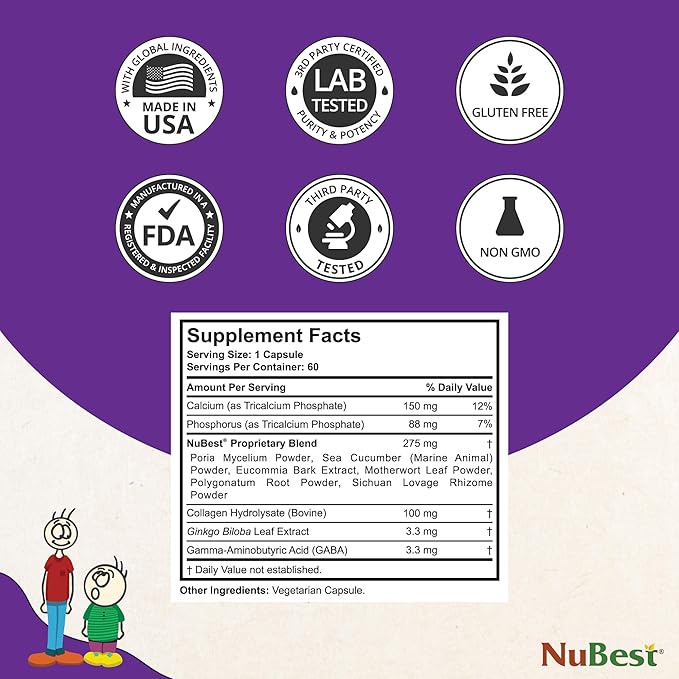 NuBest Tall - Powerful Formula for Strong Bones, Immunity & Healthy Development with Calcium, Collagen & Herbs - for Children (5+) & Teens Who Don’t Drink Milk Daily - 2 Pack | 2 Months Supply