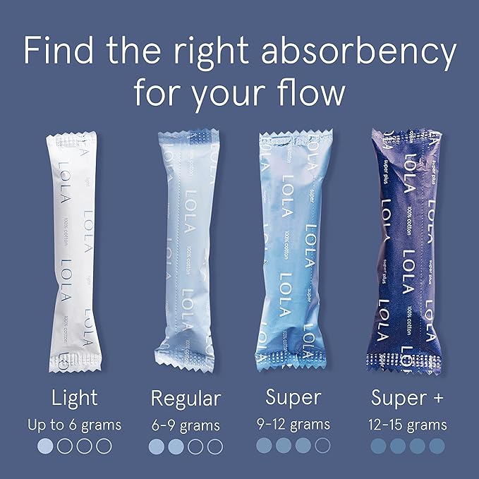 LOLA Regular Organic Tampons - 32 Count - Regular Non-Toxic Tampons, 100% Organic Cotton Tampon, Period Feminine Hygiene, Feminine Care Product Multipack, HSA FSA Approved
