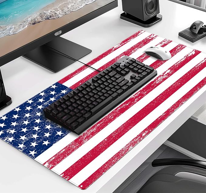 American Flag XXL Extended Mouse Pad, Patriot Large Laptop Pad, Waterproof