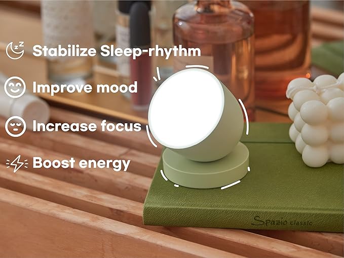 Olly Day & Night Duo Set (Solid Gray & Moon Gray) Light Therapy Lamp, Daily Sunlight to Sleep Well, UV-Free, Rechargeable and Portable, 2step Brightness Mode, 25minutes Automatic Timer