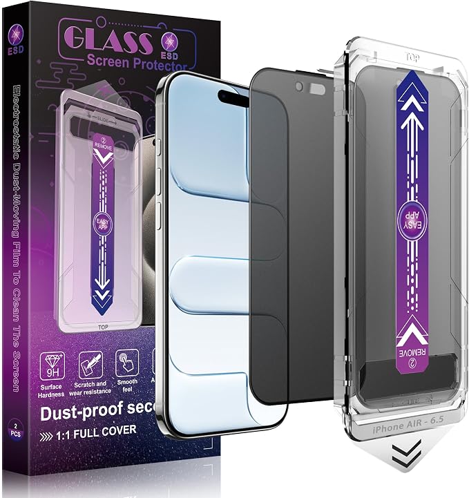 Matte Privacy Screen Protector for iPhone Air 6.5-Inch, Auto Dust Removal