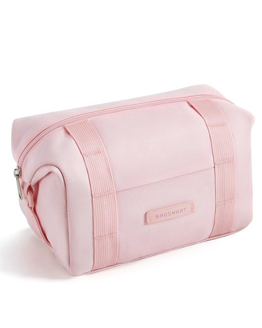 BAGSMART Toiletry Bag for Women, Travel Cosmetic Makeup Bag Organizer Water-resistant, Large Hanging Dopp Kit Gifts for Womens Toiletries Essentials Accessories, Pink