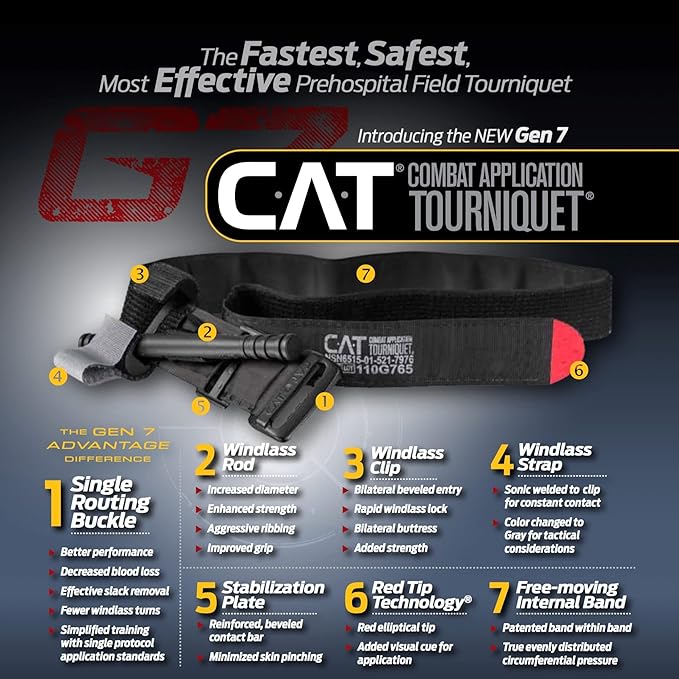 EVERLIT Advanced Emergency Trauma Kit, CAT GEN-7 Tourniquet Mil-Spec Nylon Laser Cut Pouch with 36" Splint, Military Combat Tactical IFAK for First Aid Response Bleeding Control