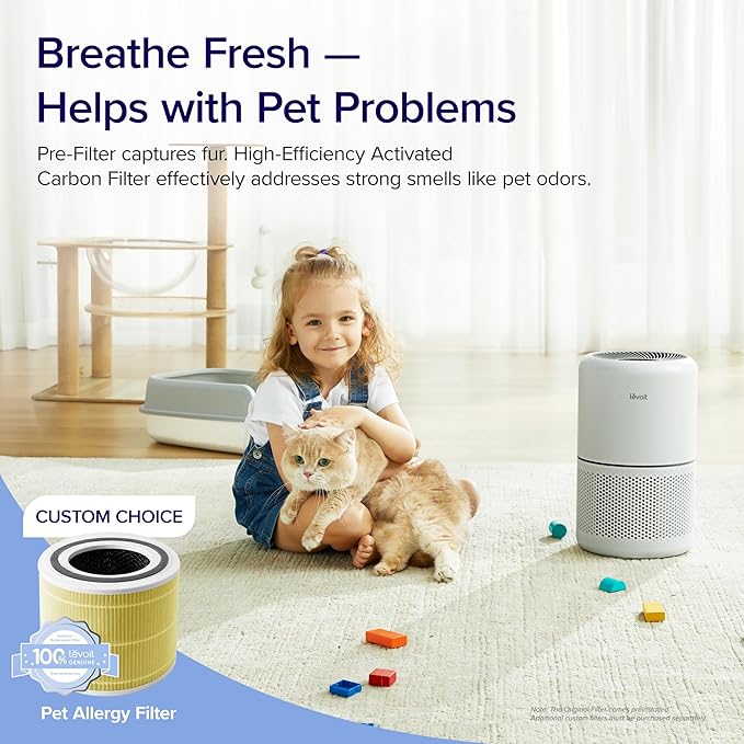 LEVOIT Air Purifier for Home Allergies Pets Hair in Bedroom, Covers Up to 1074 ft² by 56W High Torque Motor, 3-in-1 Filter, Sleep mode, Remove Dust Smoke Pollutants Odor, Core 300-P, White, 2 Pack
