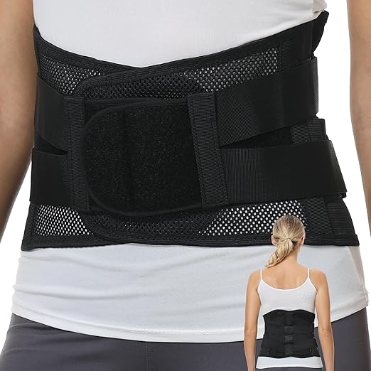NeoTech Care Adjustable Double Pull Lumbar Brace/Lower Back Belt (Black, Size XL)