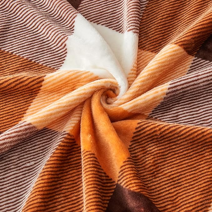 SOCHOW Buffalo Plaid Flannel Fleece Throw Blanket 90 x 90 Inches, Soft Lightweight Cozy All Season Orange Checkered Blanket for Bed, Couch, Car