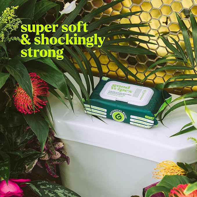 goodwipes Flushable Butt Wipes - Extra Large Adult Wet Wipes For Women & Men - Bathroom Essentials - Sewer & Septic Safe - Botanical Bliss, 418 Count (8 Packs + 1 Travel)