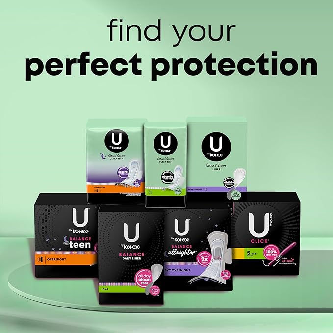 U by Kotex Panty Liners, Clean & Secure, Light Absorbency, Long Length, 126 Count (Packaging May Vary)