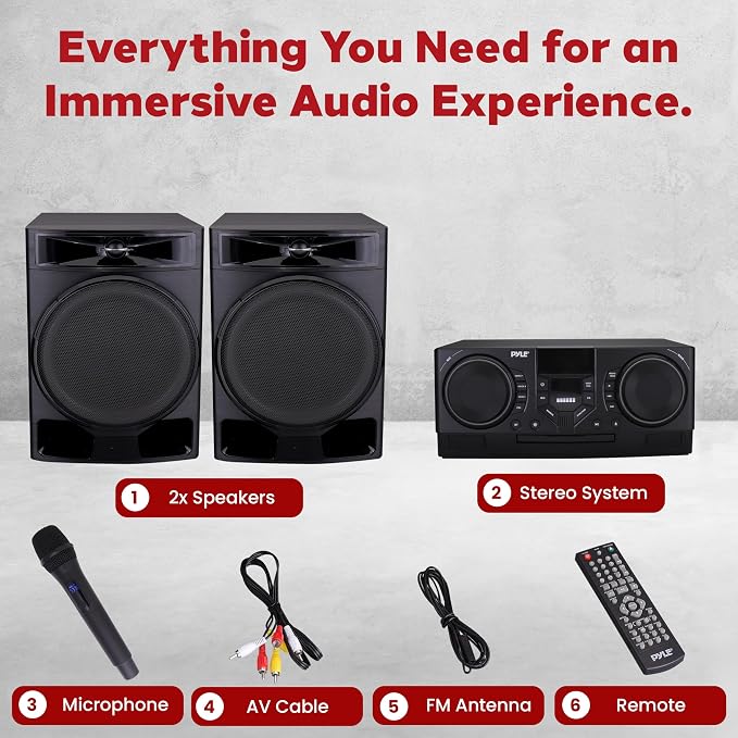Pyle Mini Hi-Fi Bluetooth Stereo System – 3-Piece CD Player