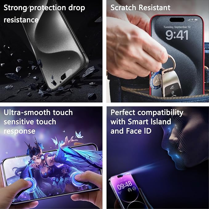 2 Pack Matte Screen Protector for iPhone X/iPhone XS/iPhone 11 Pro, 9H Tempered