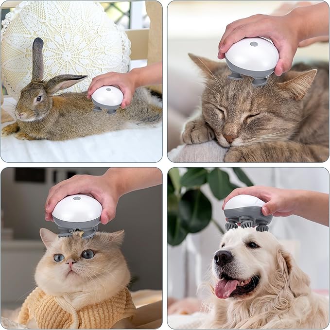Upgraded Handheld Pet Massager for Dogs and Cats, Electric With 4 Rotatable Heads, Three Modes, for Relieving Tight Stiffness Muscles, Promote Bonding