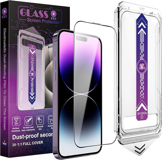 2 Pack Screen Protector for iPhone 14 Pro Max/iPhone 15 Plus/iPhone 16 Plus