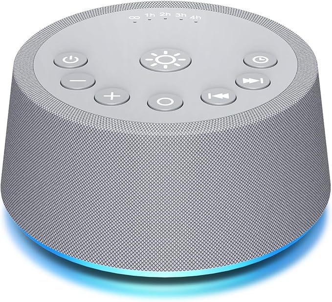Sleep White Noise Sound Machines 32-Level Volume 30 Sounds 12 Colors Light 5 Timers Adjustable Light Brightness Compact for Everyone Travel Gift Memory Function