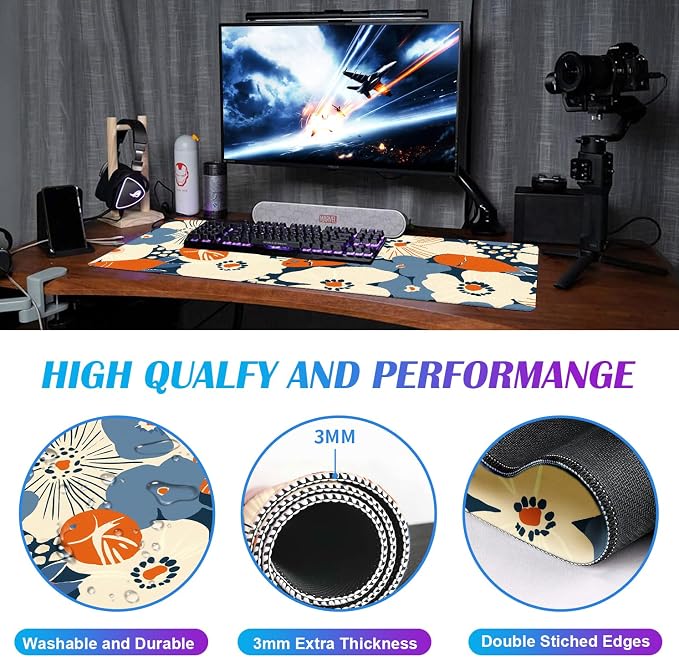 Cute Anime Flower Mouse Pad, Women's Office Desk Accessory Decoration, Expanded