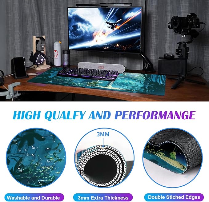 Anime Tropical Plants XL Extended Game Keyboard Pad, Women's Office Decoration