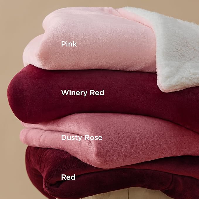 Bedsure Sherpa Fleece Throw Blanket Twin Size for Couch - Thick and Warm, Soft Fuzzy Plush Twin Blanket for Winter, Pink, 60x80 Inches