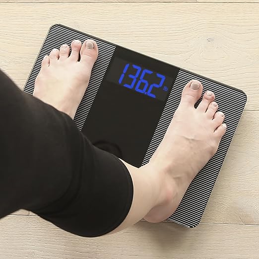 Escali Extra Wide Digital Bathroom Scale for Body Weight with Wide Platform for Natural Stance and Stability, High Capacity of 400 lb, Batteries Included