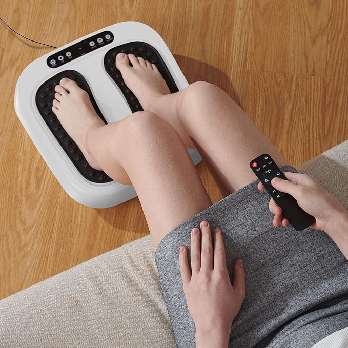 Vibration Foot Massager Multi Relaxations and Pain Relief Rotating Acupressure Electric Foot Circulation Device with Remote Control (White)
