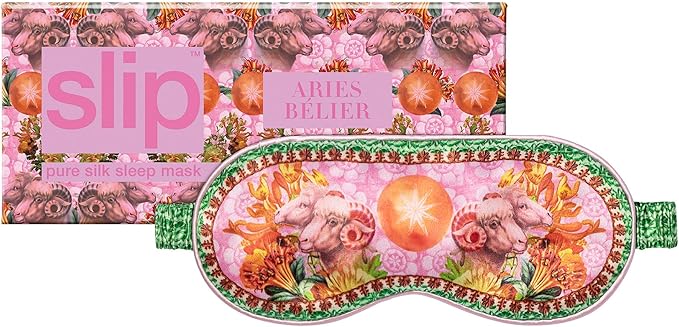 slip Pure Silk Sleep Mask - 100% Pure 22 Momme Mulberry Silk Eye Mask - Comfortable Sleeping Mask with Elastic Band + Pure Silk Filler and Internal Liner, Zodiac Collection: Aries