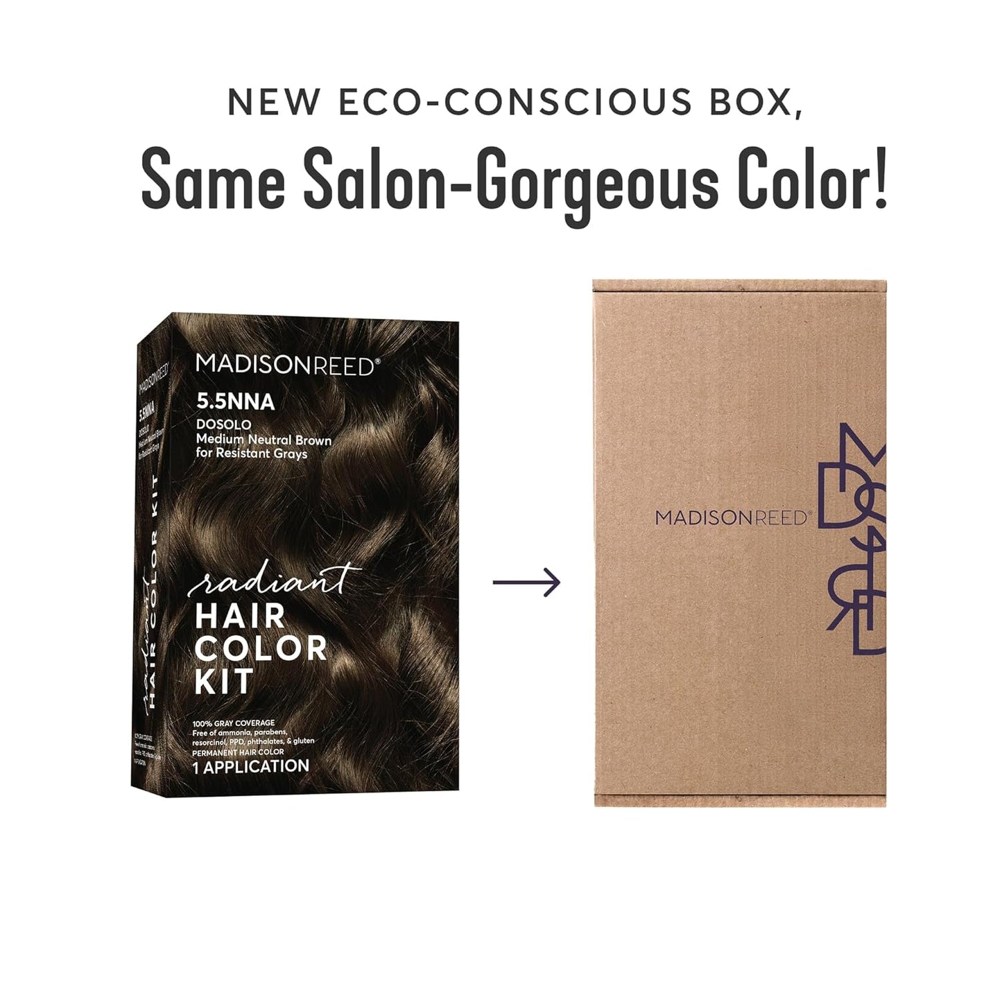 Madison Reed Radiant Hair Color Kit | 5.5NNN Dark Brown with Warm Golden Tones (Modena Brown) 100% Maximum Gray Hair Coverage | Permanent Hair Dye for Resistant Grays | PPD & Ammonia-Free | 1 Pack