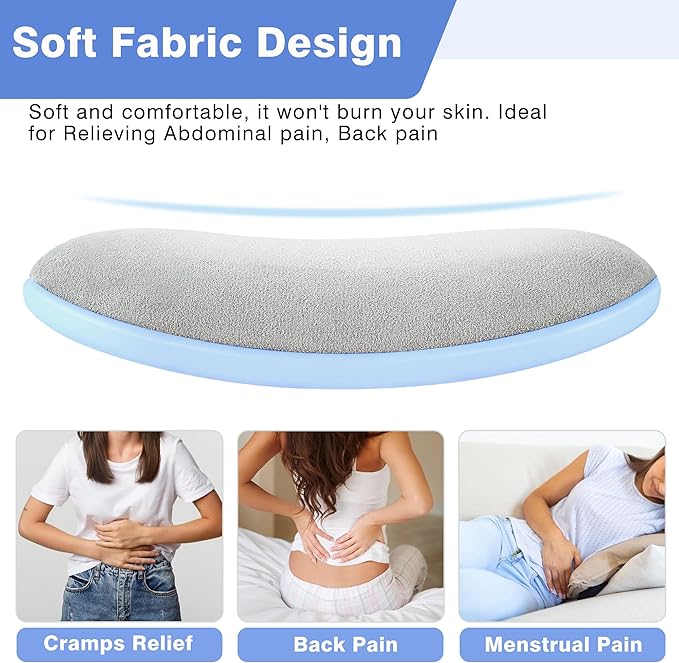 Heating Pads, Period Cramp Massager Portable Cordless Heating Pad with 6 Heat Levels and 6 Massage Modes for Back Pain Relief Menstrual Heating Pad (Blue)