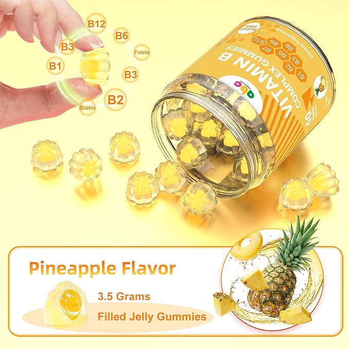 Vitamin B1 Gummies Vitamin B1 B6 B12 Complex Energy Plus Healthy Nervous System, 1 Pack