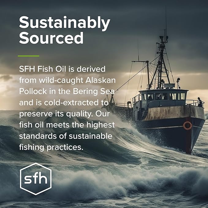 SFH Super Omega 3 Lemon Fish Oil Liquid + Vitamin D | Highly Concentrated 3400mg Omega 3s + 1000IU Vitamin D3 | Sustainably Sourced Alaskan Pollock | Spill-Proof Lids | 8oz