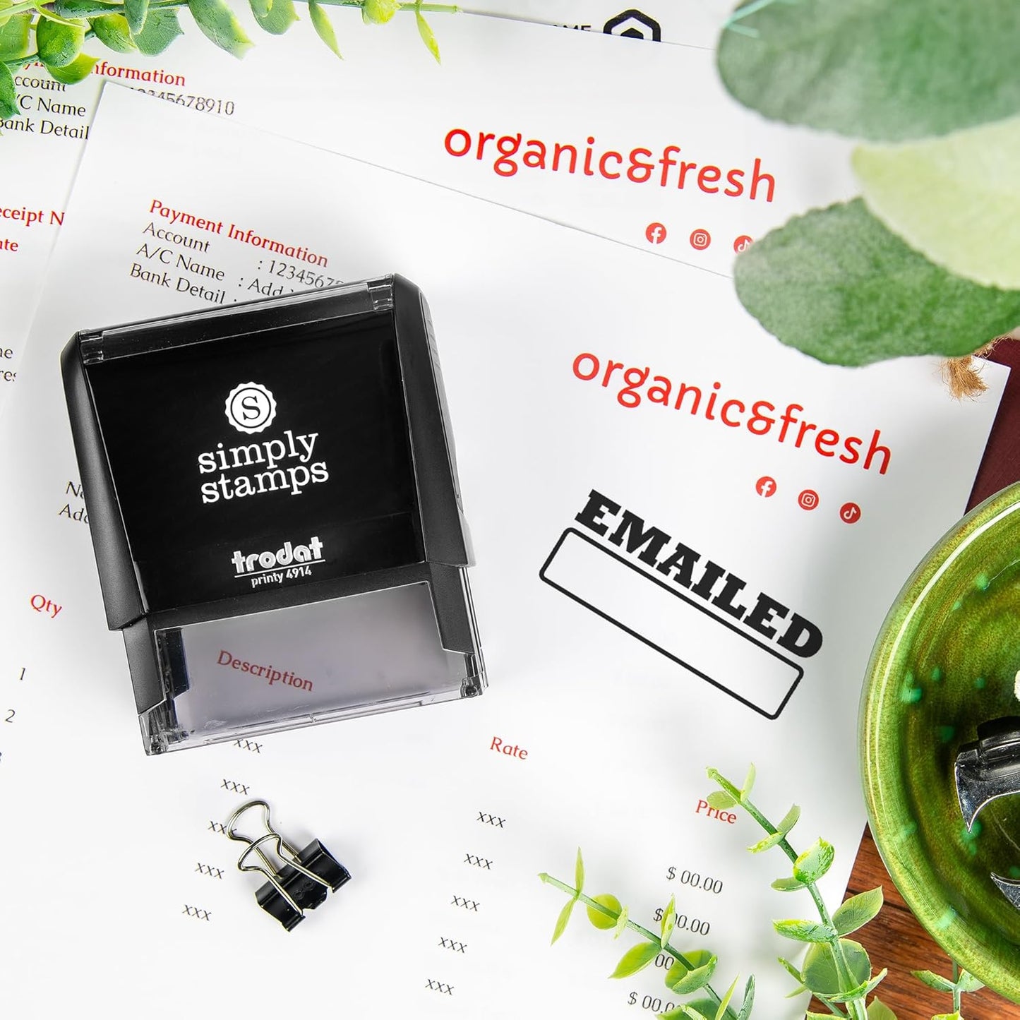 Emailed Office Stamp | 4 Different Sizes | 20 Designs | Multiple Color Options | Perfect for Quick Validation of Office Documents (Emailed, Xtra Large)