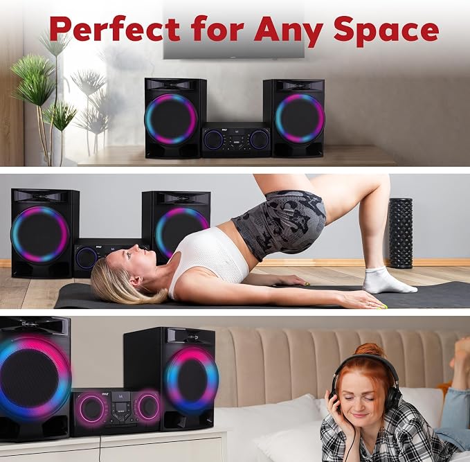 Pyle Mini Hi-Fi Bluetooth Stereo System – 3-Piece CD Player