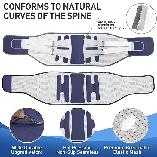 Back Brace with 8 support belts for Lower Back Pain Relief, Back Support Belt for Women & Men, Lower Back Support with Large Area Aluminum Support, Lower Back Brace for Herniated Disc, Sciatica
