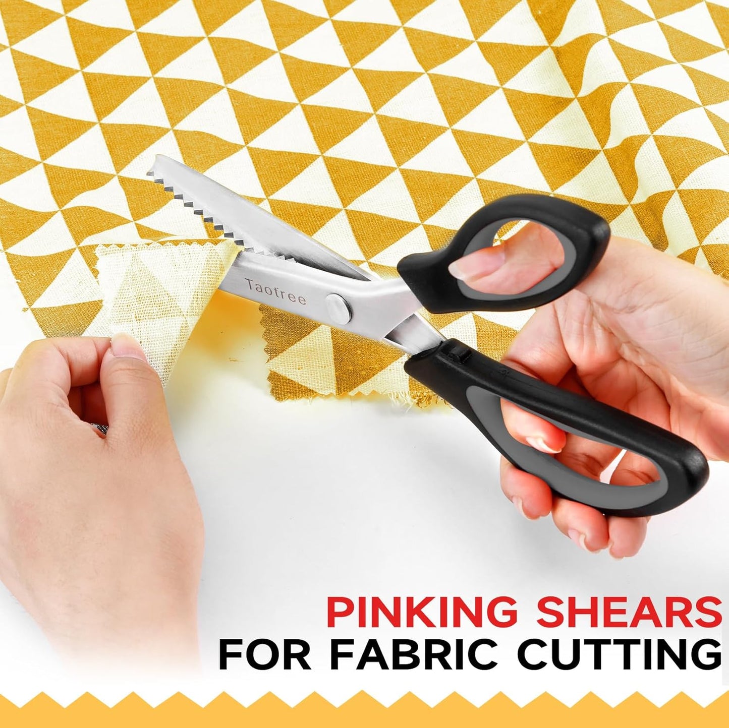 Sewing Scissors for Fabric Cutting, Taotree 9.5" Fabric Scissors Pinking Shears, Zig Zag Craft Decorative Edge, Sewing Supplies Notions Accessories for Craft Scrapbooking Supplies, Black Grey 2 Pack