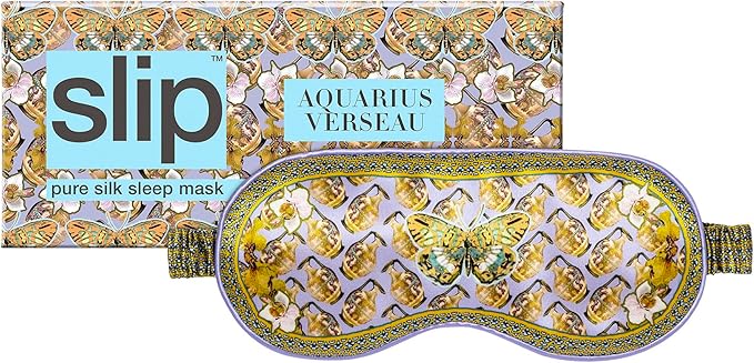 slip Pure Silk Sleep Mask - 100% Pure 22 Momme Mulberry Silk Eye Mask - Comfortable Sleeping Mask with Elastic Band + Pure Silk Filler and Internal Liner, Zodiac Collection: Aquarius