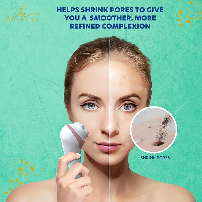 Bella Ciao 5-Piece Sonic Facial Cleansing Brush Set, Pink | Battery Operated Face Scrubber Exfoliator, Makeup Remover Skin Care Tools w/ 4 Attachments| Face Cleansing Brush, Skin Exfoliator for Body